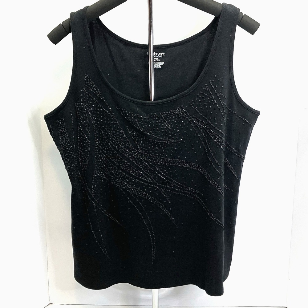 Lane Bryant Womens‎ Black Beaded Tank Top Shirt Made in USA Size 14/16